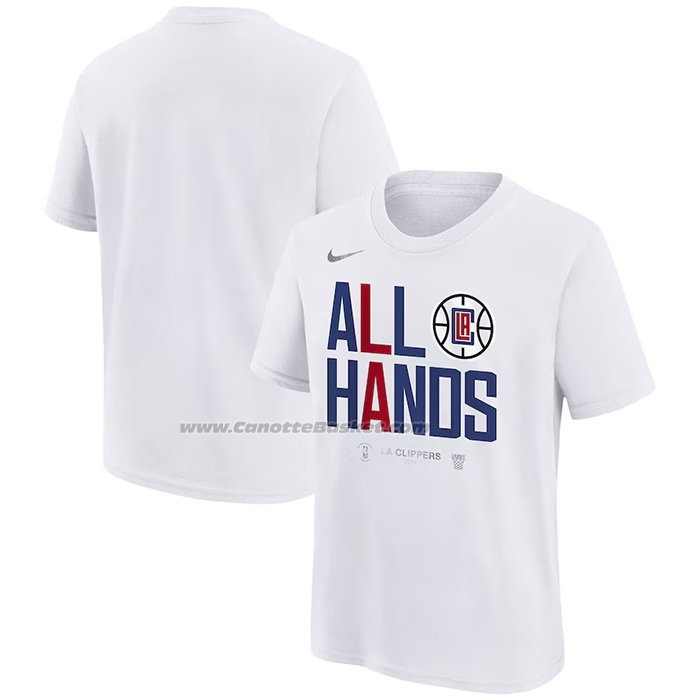 Maglia Manica Corta Los Angeles Clippers 2024 NBA Playoffs Mantra Bianco